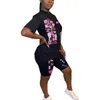 Tute stampate da donna Set in due pezzi T-shirt a maniche corte Pantaloncini Completi Tuta da jogging casual estiva Abbigliamento sportivo