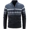 Herrtröjor Vinterstativ krage cardigan Men's Casual Loose Coat Fleece tjock ull stickad tröja lutande ficklåsare