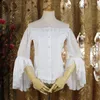 Damenblusen Vintage Damen-Lolita-Bluse, transparent, ausgestellte Ärmel, Rüschen, Chiffon