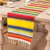 Meksykański w stylu Rainbow Stripe Table Runner Tkanin z tassels meksykański okładka stołu imprezowego