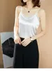 Camisoles Tanks Summer Korean Fashion Chiffon Tank Top Women Office Lady Spaghetti Strap Tank Top Lace loose Clother for Women 230327