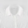 Blouses Femmes Y2K Blanc Dentelle Brodée Fleurs Chemise Sexy Voir À Travers Mince Chemisier À Manches Courtes Femmes Été Cardigan Fête Coréen Français