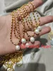 Pendant Necklaces Titanium With 18K Gold Beads Chian Real Pearl Choker Necklace Designer T Show Runway Gown Rare INS Japan Korean Boho Top 230325