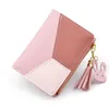 Portafogli Geometric Women Cute Pink Portafogli Pocket Purse Card Holder Patchwork Wallet Lady Moda femminile Short Coin Burse Money Bag G230327