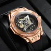 5 pezzi a forma di orologio meccanico completamente automatico scavato orologio da uomo tendenza sportiva studenti