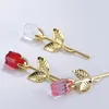 50pcs Valentines Day Gift Crystal Glass Rose Artificial Flower Silver Gold Rod Rose Flower for Girlfriend Wedding Gifts for Guest