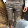 Męskie spodnie Stylowe długie anty-piwniczne swobodne szycie odzież robocza Autumn Classic Plaid Print Pencil Spodni
