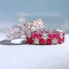 Coeur rubis diamant bague 100% réel 925 argent sterling fête alliance bagues pour femmes promesse de mariée bijoux de fiançailles