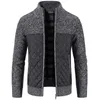 Men's Sweaters Autumn And Winter Patchwork Sweater Men's Knitted Cardigan Fleece Thick Warm Wool Coat Stand Collar Zipper Jacket Wear