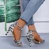 Sandalen Mode Sexy Zebra Sandalen Frauen Leopard Dünne High Heels Damen Pumps Fisch Mund Römischen 2022 Sommer Neue Party Offene spitze Schuhe Z0325