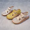 Klänningskor romerska mesh sandaler kvinnor sommar retro runda huvudet tjock botten fast färg utomhus casual promenad sandalias de mujer