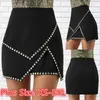 Spódnice Kobiety seksowne czarne spódnice guziki Summer elastyczna talia Flearna plisowana spódnica sukienka duża rozmiar XS-8XL 230327