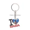 Sublimation Blanks Metal Blank Key Chain For Mothers Day Fathers Gift Stainless Steel Keychain I Love Mama Pap Dh1Ar