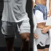 Heren shorts Men Summer Nieuwe stijl Fashion Trend The Beach Shorts 2 In 1 Double-Deck Quick Dry Fitness Room Male training Sports korte pant W0327
