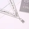 Böhmen Multi-Layer Lock Heart Pendant Halsband för kvinnor Fashion 3 skiktade länkkedja Chokers Female Party Jewelry