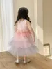 Robes de fille Été nouvelles filles mode douce maille colorée robe de princesse couleur bonbon robe de gâteau enfants fête d'anniversaire robes 2-8T