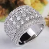 Bandringar Pure 925 Sterling Silver Sparkling Wide Rings for Women Girls AAA CZ Crystal Wedding Engagement With Stamp Jewelry Summer Sale Z0327