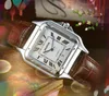 Квадратная римская простая Quartz Fashion Men Watch 40 мм Auto Date Men Series Series Кожаный ремень мужские подарки Ультра тонкие безумные наручные часы Montre de