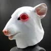 Party Masks White Mouse Animal Head Latex Mask Rat Masks Halloween Cosplay Costume Dress 230327