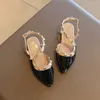 Sandały Buty dla dziewcząt Sandały Patent skórzany sukienka dla dzieci dzieci dzieci spiczaste palce sandałowe na plażach buty maluch W0327