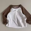 T-shirt Primavera Autunno Bambini Ragazzo Ragazza Manica lunga T-shirt sportiva casual Baby Patchwork Camicia in cotone con fondo Moda T-shirt infantile 230327