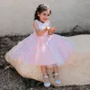 Sukienki dziewczyny białe różowe dziecko bujny maluch dziewczyna kwiaty chrzt na 1 lata przyjęcia urodzin Wedding Princess Kids Ubrania 230327