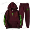 Tracksuits masculinos 2023 novas letras trapstar impressas homens e mulheres conjunto de esportes casuais com capuz moda cápsula conjunto t230327