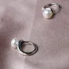 Hoopörhängen FNJ Natural Freshwater Pearl 925 Silver Original Pure S925 Sterling Earring for Women Jewely Lycka till