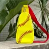 outdoor new baseball stitching bags baseball bling bag mesh handle Shoulder Bag stitched print Tote HandBag Canvas Sport Travel Beach