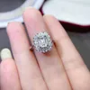 Clusterringe Grüner Moissanit Ring Real 925 Silber Weiß Edelstein Feine Schmuck 1CT Labor Diamond Zertifikat für Frauen Engagement Geschenk