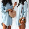 Women's Blouses Women Spring Autumn Denim Jeans And Shirts Long Sleeve Button Tassel Blouse Tops Ladies Casual Blusa