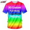 Camisetas para hombres UJWI Impresión 3D Mujeres / Hombres personalizados Camisetas Algodón Poliéster Camisas de gran tamaño Fábrica Dropship DIY Equipo Competencia Ropa Racing 230327