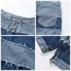 Shorts masculinos mensagens listradas jeans de jeans Hip Hop Destruição de borla Tassel lava -lixo de jeans de jeans reverso zip baggy jean masculino 230327