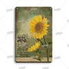 Retro Flower Art Painting Metal Sign Poster Vintage Metal Plaque Sunflower Poster Plates For Garden Bar Living Room Wall Decor Plate 30X20cm W03