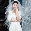 Bridal Welle Elegancka długa welon ślubna 3 warstwy falbany satynowe krawędź akcesoria dla kobiet