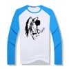 Camisetas masculinas Camisa de guitarra de anjo legal Música engraçada de manga longa Men de manga longa Raglan T-shirt modal modal o pescoço Tees Top