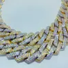 Wholesale Mens Gold Chains 14mm Iced Out Two Tone Vvs Moissanite Miami Link Chain Sterling Sier Cuban Necklace