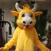 Hot Sales Yellow cow Mascot Costume Top Cartoon Anime theme character Carnival Unisex Adults Size Christmas Birthday Party Outdoor Outfit Suit