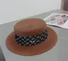 Fine Słomowa Kapelusz Summer Summer Socile Flat Top Hat Składane czapki plażowe