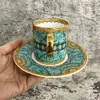 Mugs Gold 6 PCS Top Grade Bone Porcelain Coffee Cups Vintage Ceramic på Glazed Advanced Tea and Saucers sätter lyxgåvor 230327