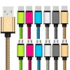 Cabo de nylon trançado 1m 3ft 2m 6ft 3m 10ft tipo C micro usb cabos de carregamento de dados para celular inteligente samsung