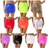 Skirts Womens Latex Patent Leather Miniskirt Solid Color Elastic Waistband Glossy Pencil Skirt Night Club Party Music Festival Costume 230327