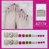 False Nails Summer Full Diamond Toe Set Press On Toenails Rhinestones Fake Short Square Cover Manicure Nail Tips