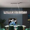 Lustres Pendentif Lumières LED Lampe De Luxe Moderne Salle À Manger Rectangle En Acier Chromé Cristal Dimmable Déco Lumière