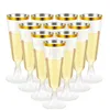 Shatterproof Drinkware Party Wedding Clear Cocktail Stemless Plastic vinglas Guldfälg Plast Champagne Flutes RRA4703