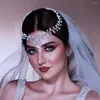 Başlıklar Shinny Rhinestone Saç Combs Düğün Alın Grubu Kadın Headdress Su Damla Gelin Başlığı Tiara Gelin Parçası