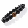 Steen Groothandel Algemene Metaal Barbell Black Natural Onyx kralen Fashion armbanden Mannen vrouwen stretch cadeau yoga armband dhaqj