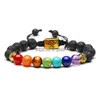 Yoga perlé fait à la main 7 Chakra Arbre de vie Bracelets de charme Pierres de lave Mticolor Perles Corde Bracelet Femmes Hommes Bracelets Dro Dhxlh