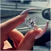 Smyckestorlek 510 Top Sell Luxury Jewlry 925 Sterling Sier Water Drop Pear Cut White Topaz Big Cz Diamond Gemstones Women Ban Dhudo