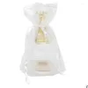 Present Wrap Creative White Organza Lace Jewelry DrawString Storage Bag Wedding and Party Flower Favor Väskor